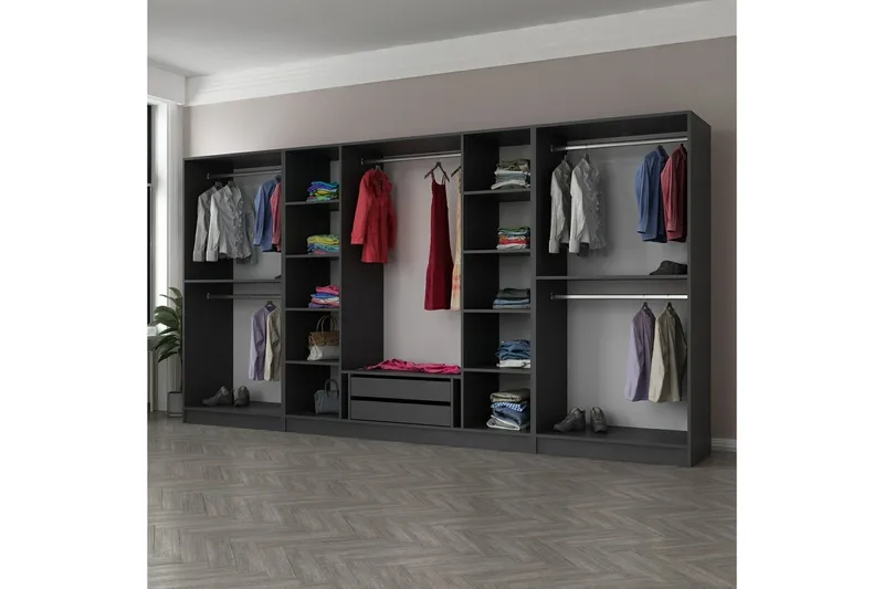 Fruitland Garderobe 360 cm - Antracit - Opbevaring - Tøjopbevaring - Garderobeskabe - Garderobeskab & klædeskab