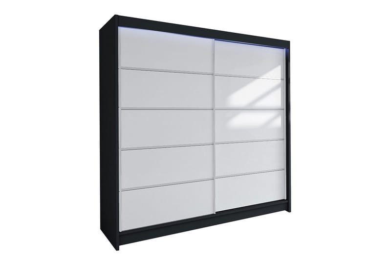 Garderobe + LED, Sort | hvid