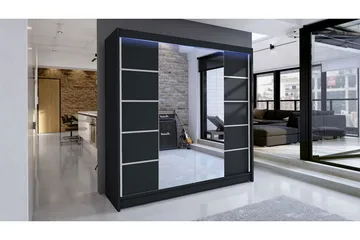 Garderobe + LED - Sort - Opbevaring - Tøjopbevaring - Garderobeskabe - Garderobeskab & klædeskab