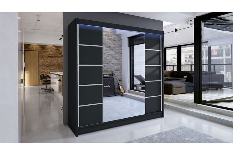Garderobe + LED, Sort
