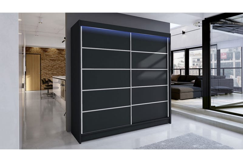 Garderobe + LED - Sort - Opbevaring - Tøjopbevaring - Garderobeskabe - Garderobeskab & klædeskab