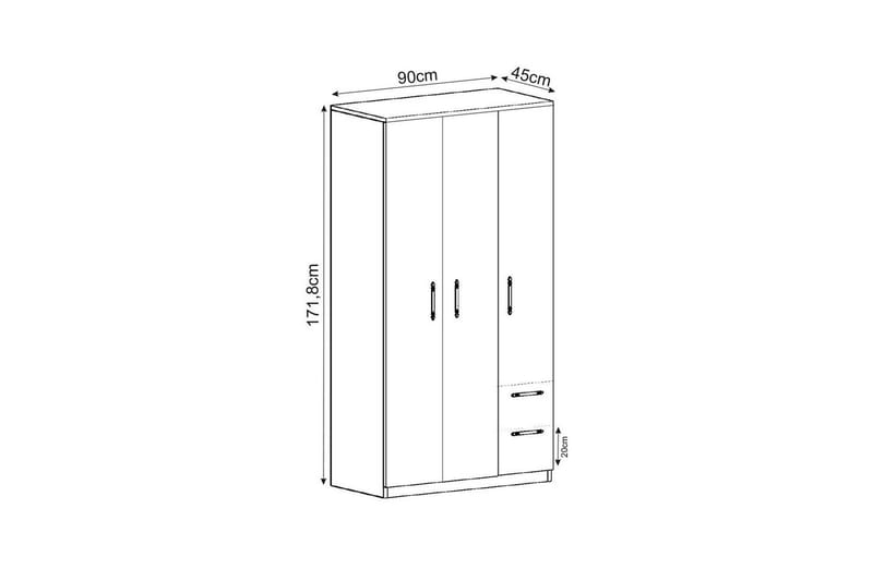 Hearst Garderobe 90x171,8 cm - Hvid - Opbevaring - Tøjopbevaring - Garderobeskabe - Garderobeskab & klædeskab