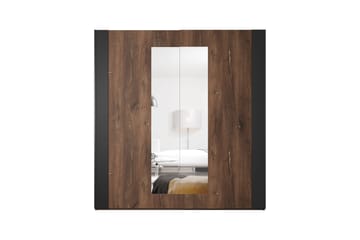 Joannie Garderobe 200 cm - Mørkebrun/Sort - Opbevaring - Tøjopbevaring - Garderobeskabe - Garderobeskab & klædeskab
