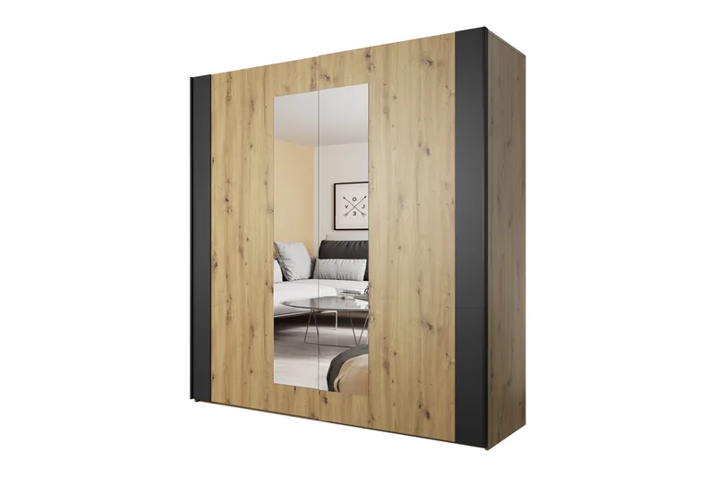 Joannie Garderobe 200x213 cm, Brun/Sort