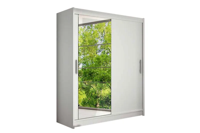 Leila Garderobe Skydedøre Spejl, Hvid