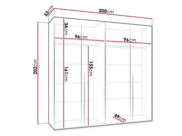 Milias Garderobeskab 200x202 cm - guld, hvid - Opbevaring - Tøjopbevaring - Garderobeskabe - Garderobeskab & klædeskab