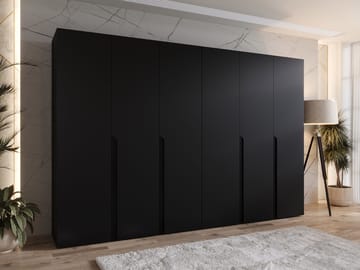 Milias Garderobeskab 300x202 cm - sort - Opbevaring - Tøjopbevaring - Garderobeskabe - Garderobeskab & klædeskab