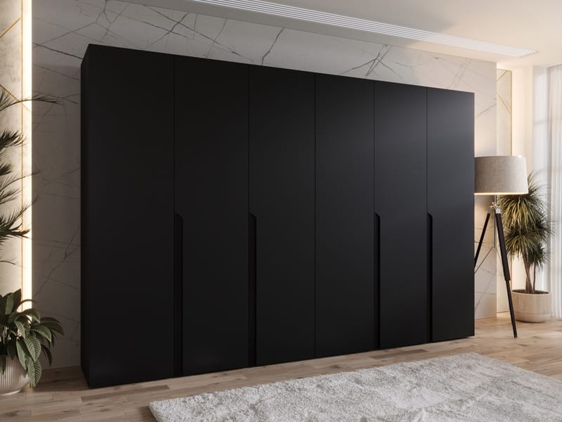 Milias Garderobeskab 300x202 cm - sort - Opbevaring - Tøjopbevaring - Garderobeskabe - Garderobeskab & klædeskab