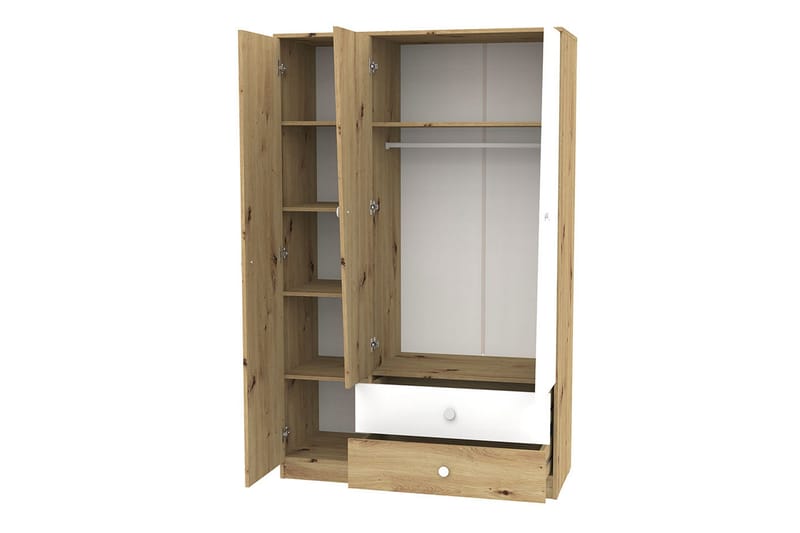 Nero Garderobe 120 cm - Natur/Hvid/Grå - Opbevaring - Tøjopbevaring - Garderobeskabe - Garderobeskab & klædeskab