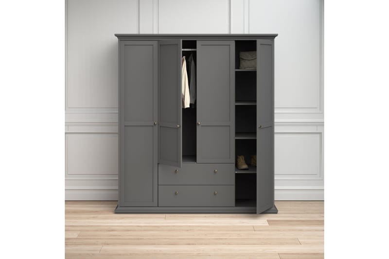Paris garderobe 2 døre - Grå - Opbevaring - Tøjopbevaring - Garderobeskabe - Garderobeskab & klædeskab