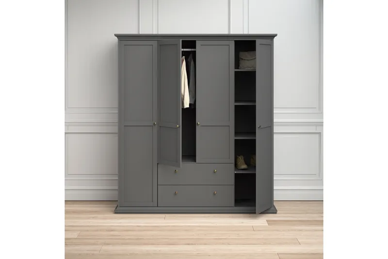 Paris garderobe 2 døre - Grå - Opbevaring - Tøjopbevaring - Garderobeskabe - Garderobeskab & klædeskab