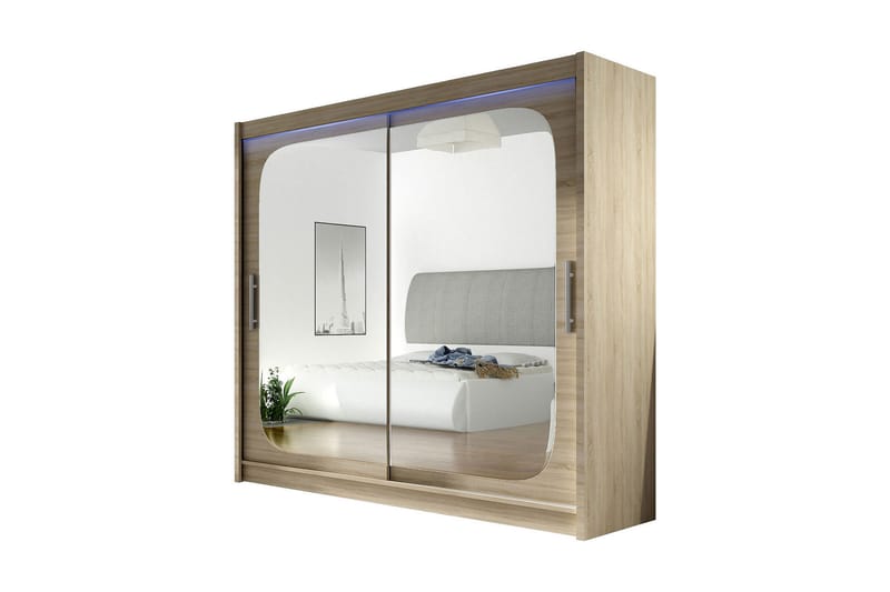 Prags Garderobe 180x57x215 cm, Beige | Hvid