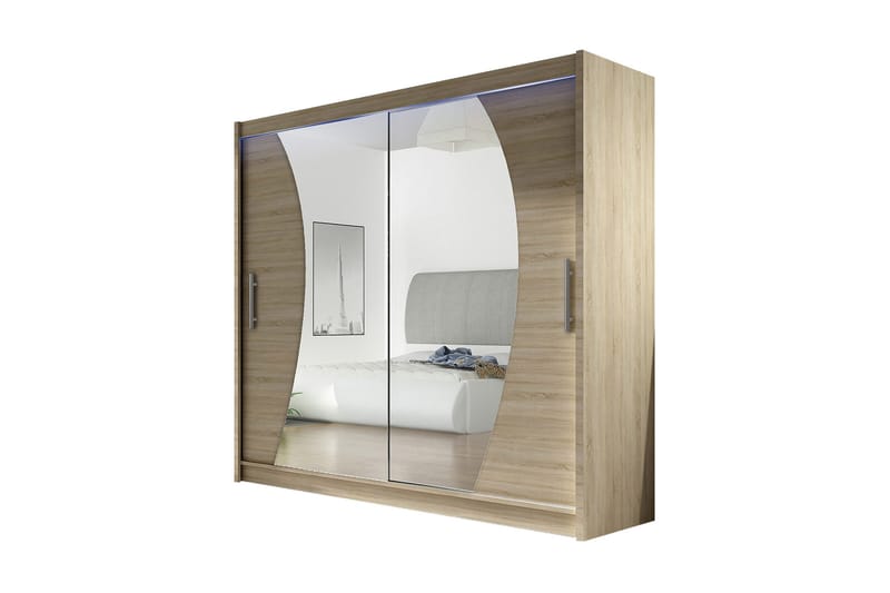 Prags Garderobe 180x57x215 cm, Beige | Hvid