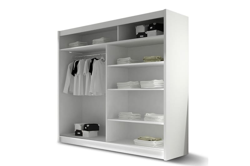 Prags Garderobe 180x57x215 cm - Beige | Hvid - Opbevaring - Tøjopbevaring - Garderobeskabe - Garderobeskab & klædeskab