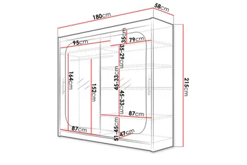 Prags Garderobe 180x57x215 cm - Beige | Hvid - Opbevaring - Tøjopbevaring - Garderobeskabe - Garderobeskab & klædeskab