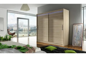 Prags Garderobe 180x57x215 cm - Beige - Opbevaring - Tøjopbevaring - Garderobeskabe - Garderobeskab & klædeskab