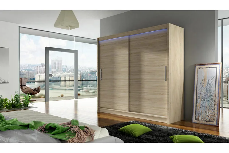 Prags Garderobe 180x57x215 cm - Beige - Opbevaring - Tøjopbevaring - Garderobeskabe - Garderobeskab & klædeskab