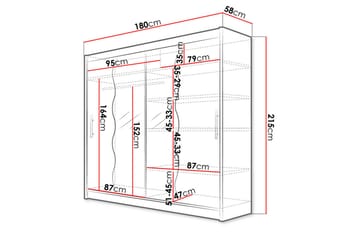 Prags Garderobe 180x57x215 cm - Hvid - Opbevaring - Tøjopbevaring - Garderobeskabe - Garderobeskab & klædeskab