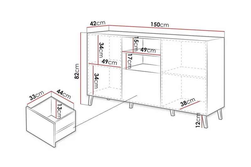 Strontian Byrå 150 cm Scandinavian Choice Black - Opbevaring - Tøjopbevaring - Garderobeskabe - Garderobeskab & klædeskab