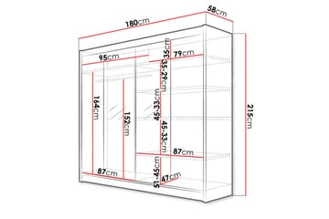 Talin garderobe 180x58x215 cm - Beige | Grå - Opbevaring - Tøjopbevaring - Garderobeskabe - Garderobeskab & klædeskab