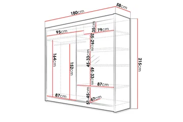 Talin garderobe 180x58x215 cm - Hvid - Opbevaring - Tøjopbevaring - Garderobeskabe - Garderobeskab & klædeskab