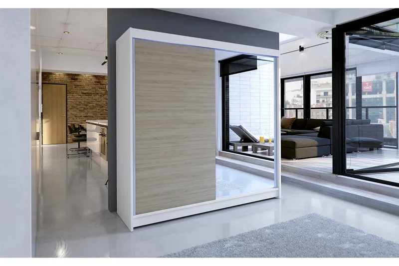 Talin garderobe 180x58x215 cm - Hvid - Opbevaring - Tøjopbevaring - Garderobeskabe - Garderobeskab & klædeskab