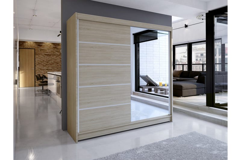 Talin Garderobe 58x180 cm LED-belysning - Eg - Opbevaring - Tøjopbevaring - Garderobeskabe - Garderobeskab & klædeskab