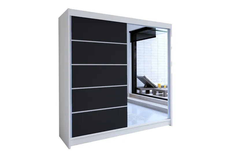 Talin Garderobe 58x180 cm LED-belysning - Hvid/Sort - Opbevaring - Tøjopbevaring - Garderobeskabe - Garderobeskab & klædeskab