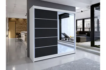 Talin Garderobe 58x180 cm LED-belysning - Hvid/Sort - Opbevaring - Tøjopbevaring - Garderobeskabe - Garderobeskab & klædeskab
