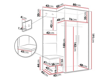 garderobeskab Medi Valnød + Manila 02 - Valnød + Manila 02 - Møbler - Entrémøbler - Møbelsæt til hall og entre