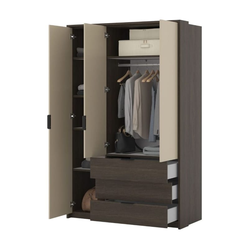 Garderobeskab Mola 3 døre med 3 skuffer - Opbevaring - Tøjopbevaring - Garderobeskabe