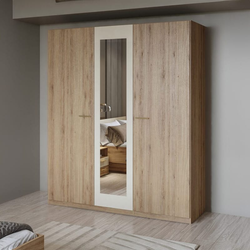 Garderobeskab Vertina 3 Døre 1 Spejl - Opbevaring - Tøjopbevaring - Garderobeskabe