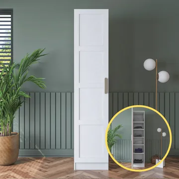Garderobeskab Wallxpert Cleo hylde v3 (45 x 210 x 57,5 cm) hvid - Hvid - Opbevaring - Tøjopbevaring - Garderobeskabe - Garderobeskab & klædeskab