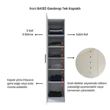 Garderobeskab Wallxpert Cleo Shelf v2 (45 x 210 x 57,5 cm) Hvid - Hvid - Opbevaring - Tøjopbevaring - Garderobeskabe - Garderobeskab & klædeskab