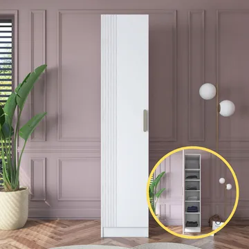 Garderobeskab Wallxpert Cleo Shelf v2 (45 x 210 x 57,5 cm) Hvid - Hvid - Opbevaring - Tøjopbevaring - Garderobeskabe - Garderobeskab & klædeskab