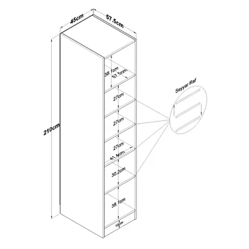 Garderobeskab Wallxpert Cleo Shelf v2 (45 x 210 x 57,5 cm) Hvid - Hvid - Opbevaring - Tøjopbevaring - Garderobeskabe - Garderobeskab & klædeskab