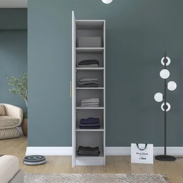 Garderobeskab Wallxpert Fenn (45 x 210 x 45 cm) Hvid - Hvid - Opbevaring - Tøjopbevaring - Garderobeskabe - Garderobeskab & klædeskab