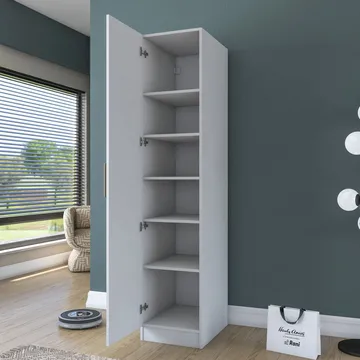 Garderobeskab Wallxpert Fenn (45 x 210 x 45 cm) Hvid - Hvid - Opbevaring - Tøjopbevaring - Garderobeskabe - Garderobeskab & klædeskab