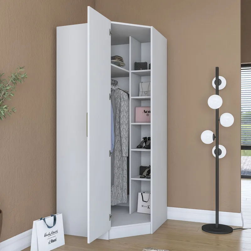 Garderobeskab Wallxpert Gala Shelf (91 x 210 x 57,5 cm) Hvid - Hvid - Opbevaring - Tøjopbevaring - Garderobeskabe - Hjørnegarderobe