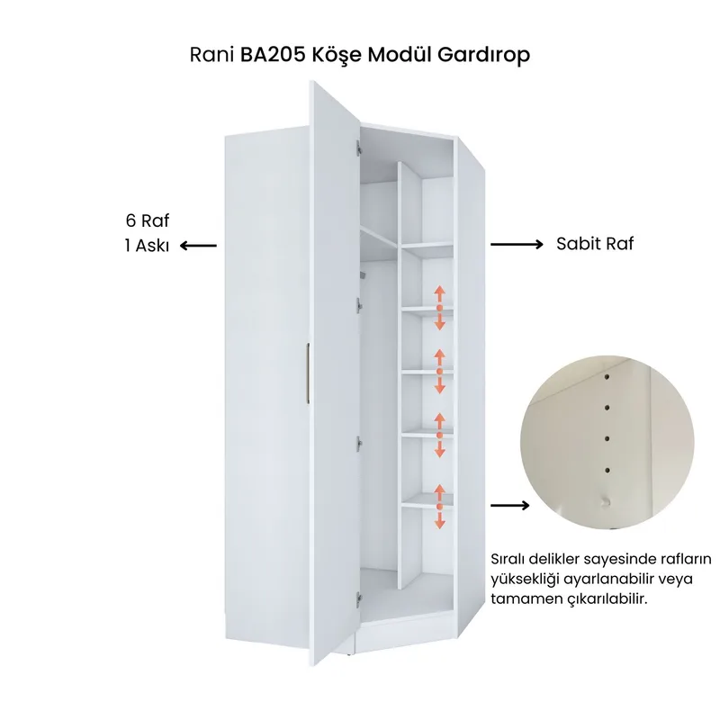 Garderobeskab Wallxpert Gala Shelf (91 x 210 x 57,5 cm) Hvid - Hvid - Opbevaring - Tøjopbevaring - Garderobeskabe - Hjørnegarderobe