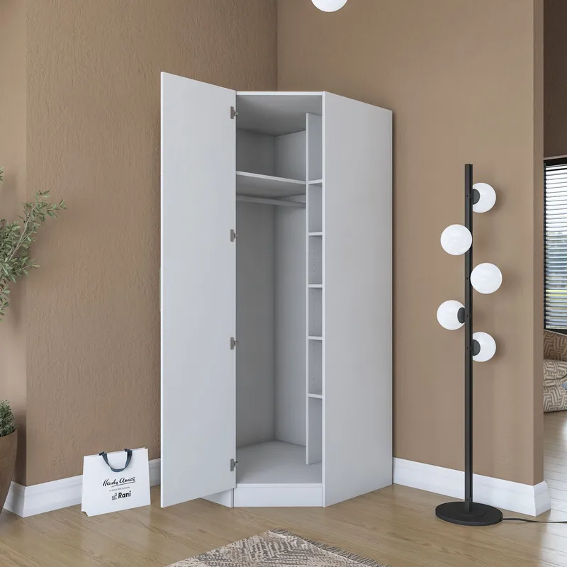 Garderobeskab Wallxpert Gala Shelf (91 x 210 x 57,5 cm) Hvid - Hvid - Opbevaring - Tøjopbevaring - Garderobeskabe - Hjørnegarderobe