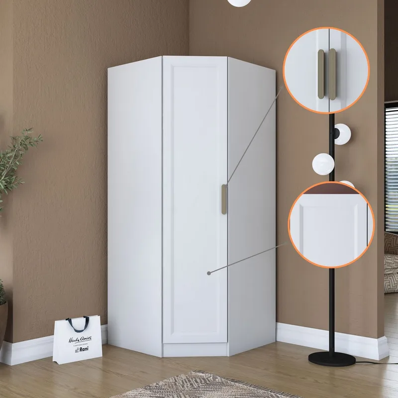 Garderobeskab Wallxpert Gala Shelf (91 x 210 x 57,5 cm) Hvid - Hvid - Opbevaring - Tøjopbevaring - Garderobeskabe - Hjørnegarderobe