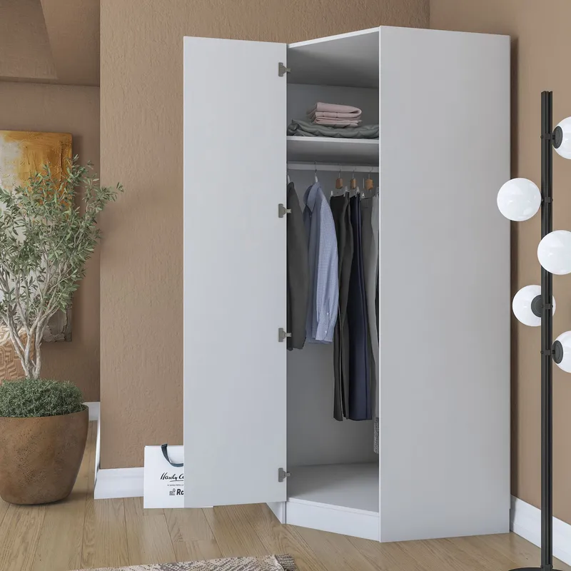 Garderobeskab Wallxpert Gala Shelf (91 x 210 x 57,5 cm) Hvid - Hvid - Opbevaring - Tøjopbevaring - Garderobeskabe - Hjørnegarderobe