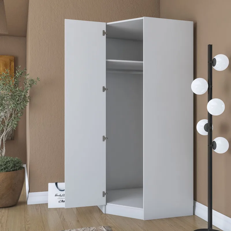 Garderobeskab Wallxpert Gala Shelf (91 x 210 x 57,5 cm) Hvid - Hvid - Opbevaring - Tøjopbevaring - Garderobeskabe - Hjørnegarderobe