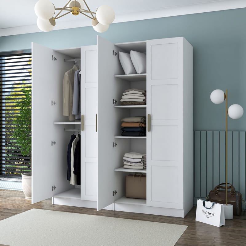 Garderobeskab Wallxpert Mira Shelf BJ194 (180 x 210 x 57,5 cm) Hvid - Hvid - Opbevaring - Tøjopbevaring - Garderobeskabe - Garderobeskab & klædeskab