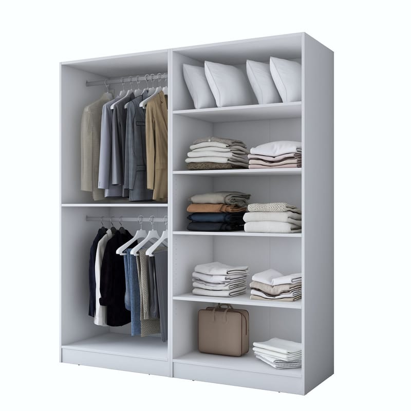 Garderobeskab Wallxpert Mira Shelf BJ194 (180 x 210 x 57,5 cm) Hvid - Hvid - Opbevaring - Tøjopbevaring - Garderobeskabe - Garderobeskab & klædeskab