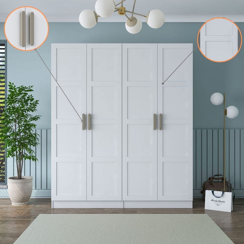 Garderobeskab Wallxpert Mira Shelf BJ194 (180 x 210 x 57,5 cm) Hvid - Hvid - Opbevaring - Tøjopbevaring - Garderobeskabe - Garderobeskab & klædeskab