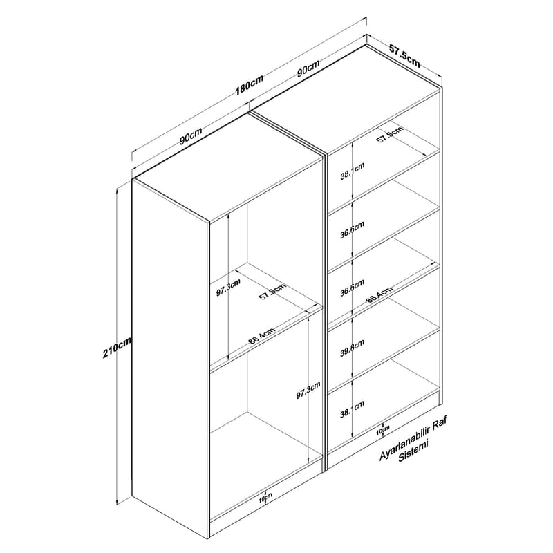 Garderobeskab Wallxpert Mira Shelf BJ194 (180 x 210 x 57,5 cm) Hvid - Hvid - Opbevaring - Tøjopbevaring - Garderobeskabe - Garderobeskab & klædeskab