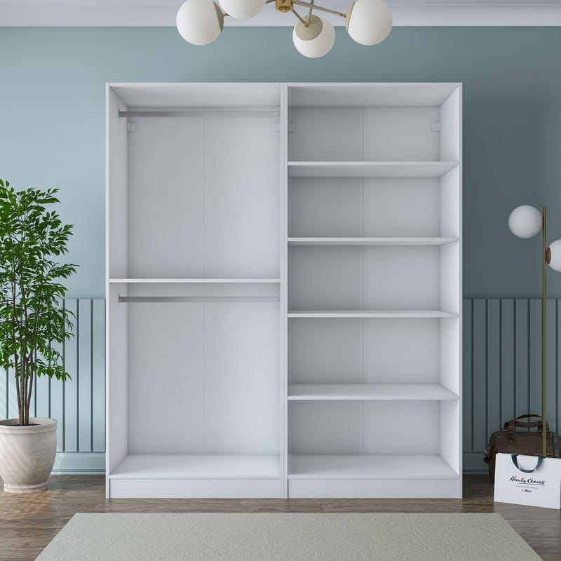 Garderobeskab Wallxpert Mira Shelf BJ194 (180 x 210 x 57,5 cm) Hvid - Hvid - Opbevaring - Tøjopbevaring - Garderobeskabe - Garderobeskab & klædeskab