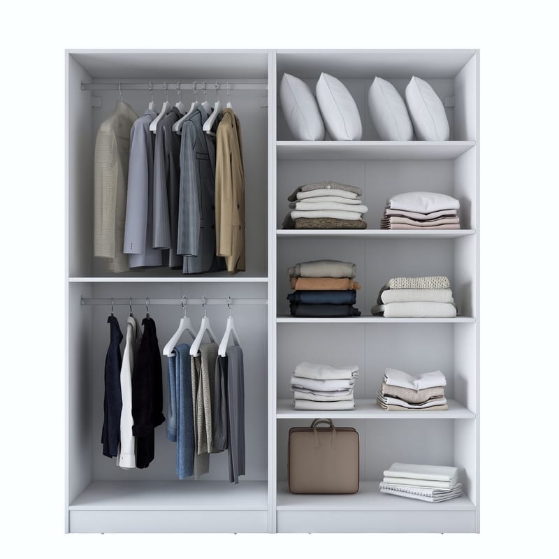 Garderobeskab Wallxpert Mira Shelf BJ194 (180 x 210 x 57,5 cm) Hvid - Hvid - Opbevaring - Tøjopbevaring - Garderobeskabe - Garderobeskab & klædeskab